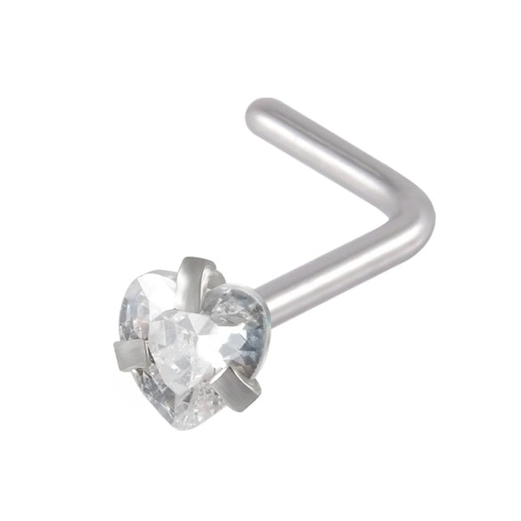 Wholesale Nose Ring Stainless Steel Zircon Clawshaped Fivestar Heart Sshaped Lshaped Straight Rod Electroplated
