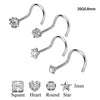 Wholesale Nose Ring Stainless Steel Zircon Clawshaped Fivestar Heart Sshaped Lshaped Straight Rod Electroplated