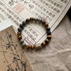 Wholesale Obsidian Beaded Bracelet Handmade Geometric Style Volcanic Stone Unisex