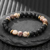 Wholesale Obsidian Beaded Bracelet Handmade Geometric Style Volcanic Stone Unisex