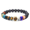 Wholesale Obsidian Beaded Bracelet Handmade Geometric Style Volcanic Stone Unisex