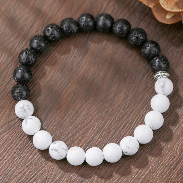 Wholesale Obsidian Beaded Bracelet Handmade Geometric Style Volcanic Stone Unisex