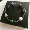 Wholesale Obsidian Beaded Bracelet Handmade Geometric Style Volcanic Stone Unisex