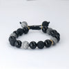 Wholesale Obsidian Beaded Bracelet Handmade Geometric Style Volcanic Stone Unisex