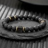 Wholesale Obsidian Beaded Bracelet Handmade Geometric Style Volcanic Stone Unisex
