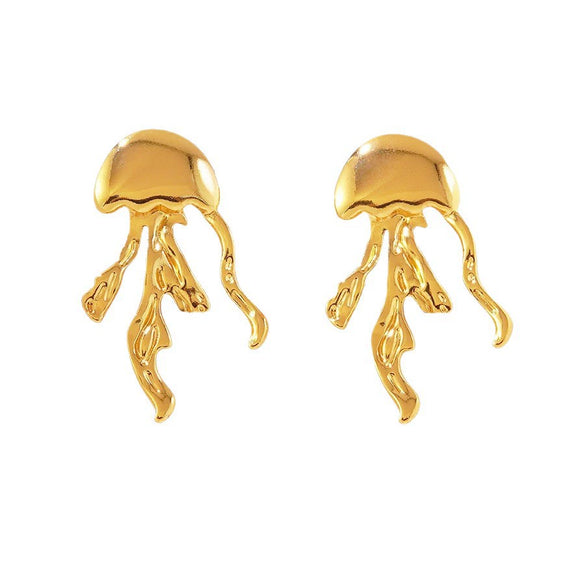 Wholesale Ocean Beach Jellyfish Shaped Stainless Steel Earrings For Women With Stamping Design