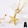 Wholesale Ocean Scenery Starfish Clavicle Chain Necklace Copper Geometric Electroplated