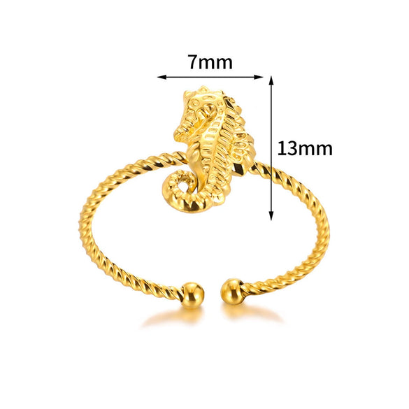 Wholesale Ocean Series Stainless Steel Starfish Shell Ring Jewelry With Electroplating