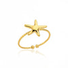 Wholesale Ocean Series Stainless Steel Starfish Shell Ring Jewelry With Electroplating