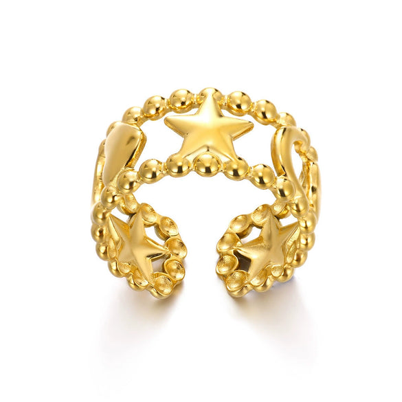 Wholesale Ocean Series Stainless Steel Starfish Shell Ring Jewelry With Electroplating