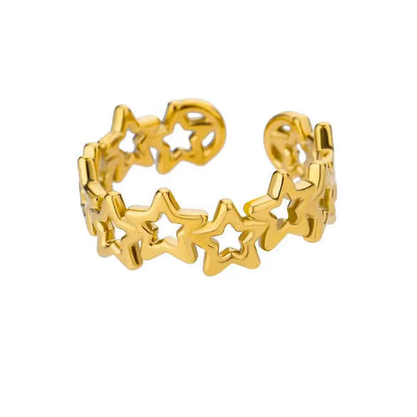 Wholesale Ocean Series Stainless Steel Starfish Shell Ring Jewelry With Electroplating
