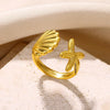 Wholesale Ocean Series Stainless Steel Starfish Shell Ring Jewelry With Electroplating