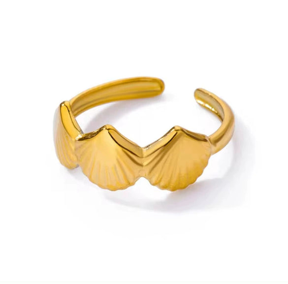 Wholesale Ocean Series Stainless Steel Starfish Shell Ring Jewelry With Electroplating