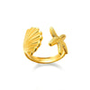 Wholesale Ocean Series Stainless Steel Starfish Shell Ring Jewelry With Electroplating
