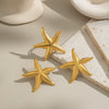 Wholesale Ocean Style Starfish Women's Jewelry Accessories Earrings And Ring In Stainless Steel With Geometric Shape And Electroplating Design