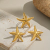 Wholesale Ocean Style Starfish Women's Jewelry Accessories Earrings And Ring In Stainless Steel With Geometric Shape And Electroplating Design