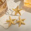 Wholesale Ocean Style Starfish Women's Jewelry Accessories Earrings And Ring In Stainless Steel With Geometric Shape And Electroplating Design