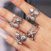 Wholesale Ocean Style Zircon Ring 316L Stainless Steel Star Starfish Octopus Jewelry
