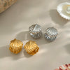 Wholesale Oceanstyle Shell Earrings Geometric Striped Texture Titanium Steel Jewelry Pvd Vacuum Real Gold Electroplating