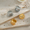 Wholesale Oceanstyle Shell Earrings Geometric Striped Texture Titanium Steel Jewelry Pvd Vacuum Real Gold Electroplating