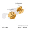 Wholesale Oceanstyle Shell Earrings Geometric Striped Texture Titanium Steel Jewelry Pvd Vacuum Real Gold Electroplating