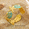 Wholesale Oil Drip Starfish Shell Pearl Cshaped Stainless Steel Open Bracelet Ocean Style Simple And Versatile