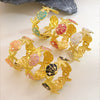 Wholesale Oil Drip Starfish Shell Pearl Cshaped Stainless Steel Open Bracelet Ocean Style Simple And Versatile