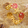 Wholesale Oil Drip Starfish Shell Pearl Cshaped Stainless Steel Open Bracelet Ocean Style Simple And Versatile