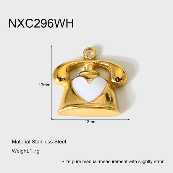 Wholesale Oil Drip Style Envelope Puppy Pattern Stainless Steel Phone Holder Pendant Jewelry Accessories 18K Gold Plated