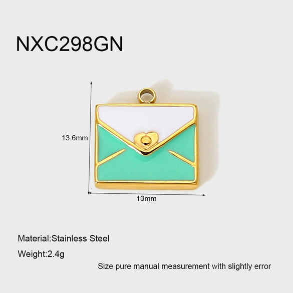 Wholesale Oil Drip Style Envelope Puppy Pattern Stainless Steel Phone Holder Pendant Jewelry Accessories 18K Gold Plated