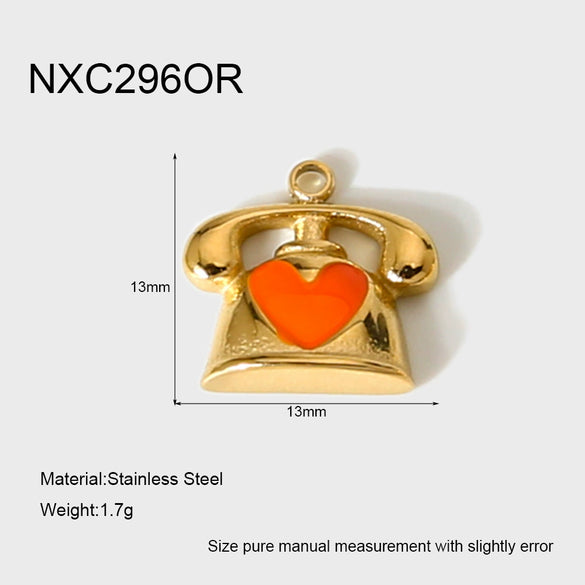 Wholesale Oil Drip Style Envelope Puppy Pattern Stainless Steel Phone Holder Pendant Jewelry Accessories 18K Gold Plated