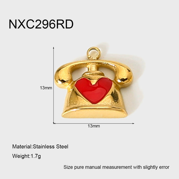 Wholesale Oil Drip Style Envelope Puppy Pattern Stainless Steel Phone Holder Pendant Jewelry Accessories 18K Gold Plated