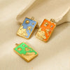 Wholesale Oil Drip Sun Coconut Tree Geometric Stainless Steel 18K Gold Plated Pendant Jewelry Charm