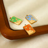 Wholesale Oil Drip Sun Coconut Tree Geometric Stainless Steel 18K Gold Plated Pendant Jewelry Charm