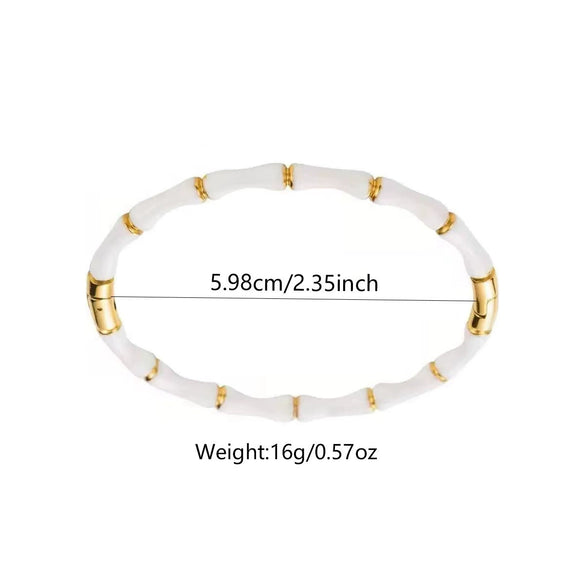 Wholesale Oil Dripping Bamboo Stainless Steel Bracelet With 18K Gold Plating