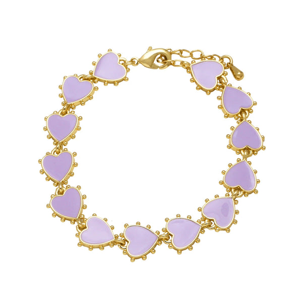 Wholesale Oil Dripping Colorful Heart Shape Copper Bracelet With Electroplating