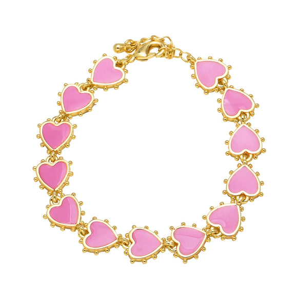 Wholesale Oil Dripping Colorful Heart Shape Copper Bracelet With Electroplating
