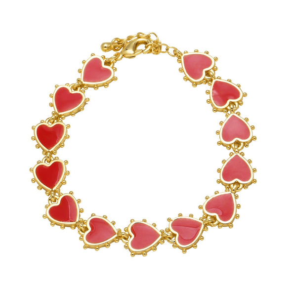 Wholesale Oil Dripping Colorful Heart Shape Copper Bracelet With Electroplating