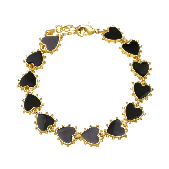 Wholesale Oil Dripping Colorful Heart Shape Copper Bracelet With Electroplating