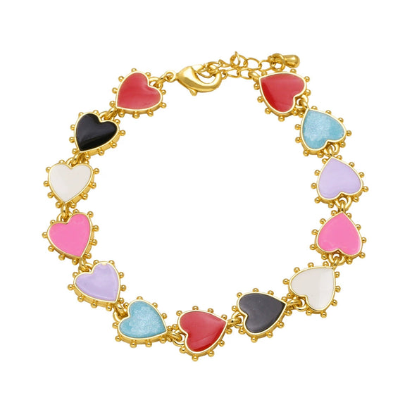 Wholesale Oil Dripping Colorful Heart Shape Copper Bracelet With Electroplating