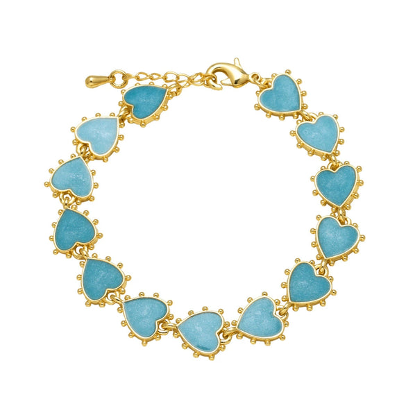 Wholesale Oil Dripping Colorful Heart Shape Copper Bracelet With Electroplating
