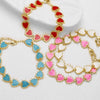 Wholesale Oil Dripping Colorful Heart Shape Copper Bracelet With Electroplating