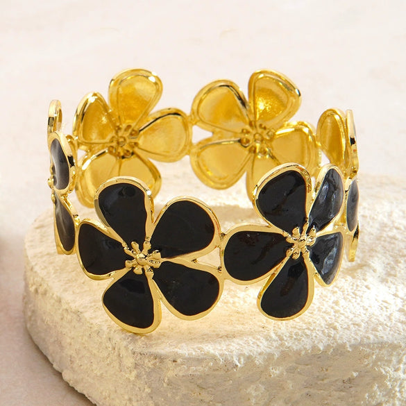 Wholesale Oil Dripping Fiveleaf Flower Stainless Steel Bracelet Jewelry