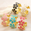 Wholesale Oil Dripping Fiveleaf Flower Stainless Steel Bracelet Jewelry