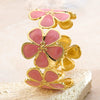Wholesale Oil Dripping Fiveleaf Flower Stainless Steel Bracelet Jewelry