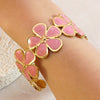 Wholesale Oil Dripping Fiveleaf Flower Stainless Steel Bracelet Jewelry