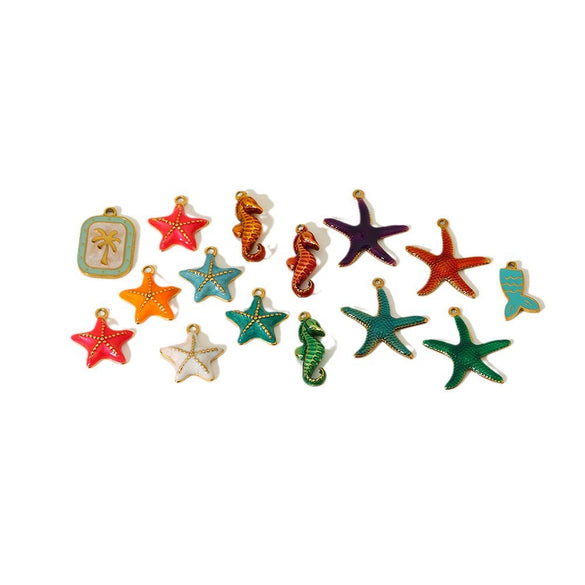 Wholesale Oil Dripping Starfish Stainless Steel Jewelry Accessories For Women Pendant Necklace Bracelet Earrings