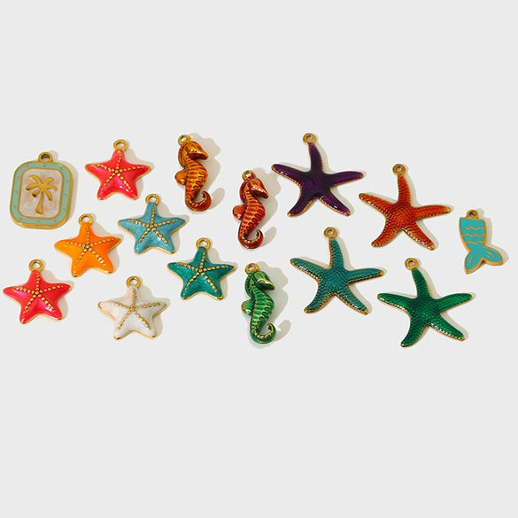 Wholesale Oil Dripping Starfish Stainless Steel Jewelry Accessories For Women Pendant Necklace Bracelet Earrings