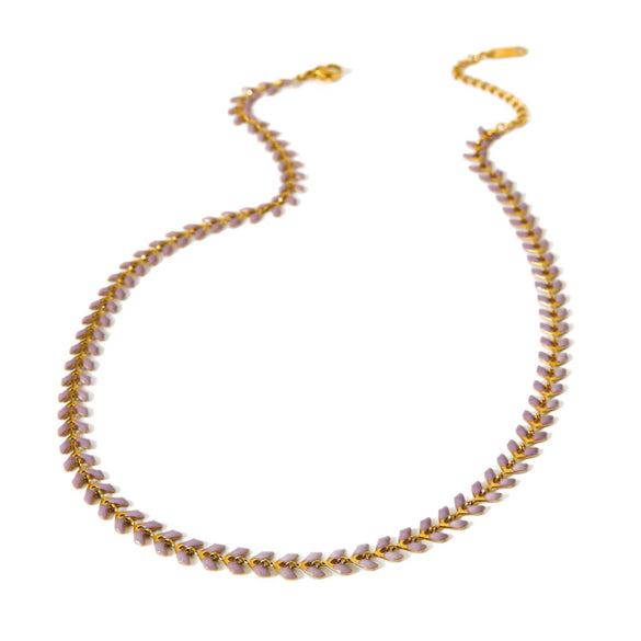 Wholesale Oil Dripping Wheat Ear Chain Stainless Steel Jewelry Necklace Bracelet Anklet For Women