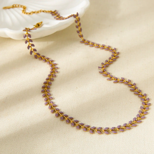 Wholesale Oil Dripping Wheat Ear Chain Stainless Steel Jewelry Necklace Bracelet Anklet For Women